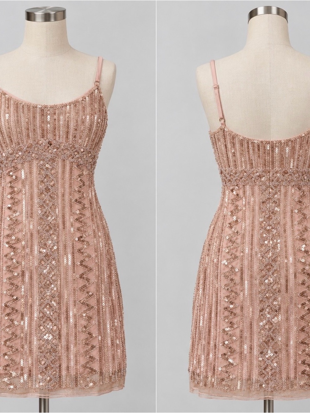 Source Unknown Rose Gold Sequin Mini Dress